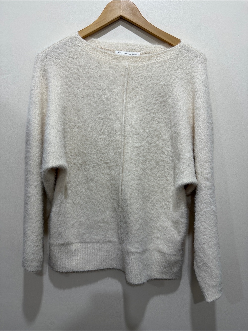 MELISSA NEPTON Caissa Soft Cream Fuzzy Crew Sweater size XS